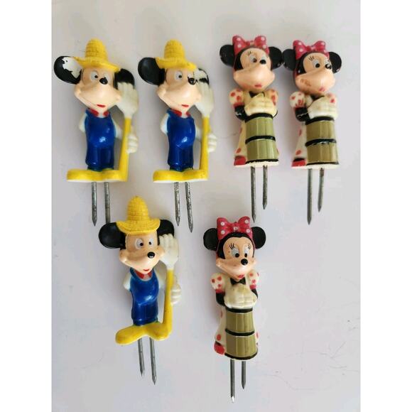 Vintage Disney Mickey Mouse & Minnie Mouse Corn on the Cob Holders (6) - Picture 1 of 6